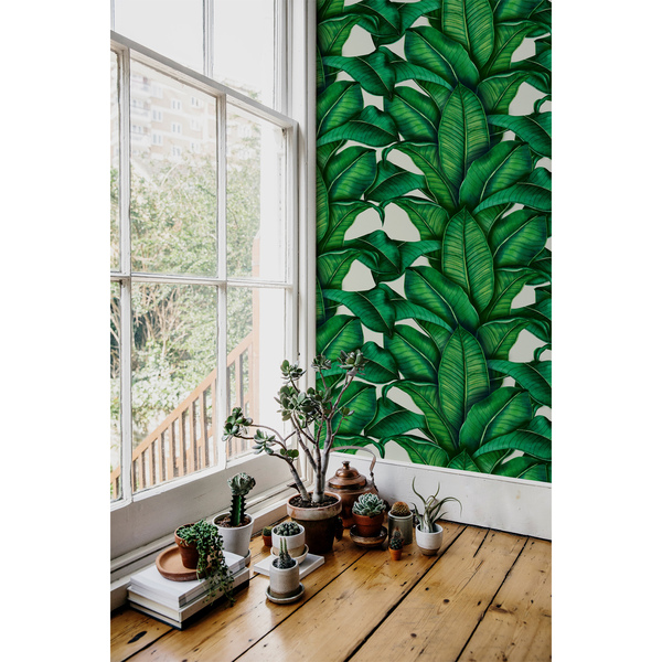 Fotobehang Klimmen in tropische bladeren