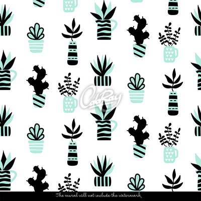 Fotobehang Potten vol planten