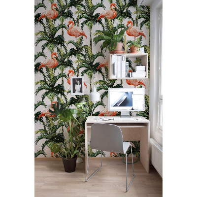 Fotobehang Exotische flamingo's in de tropen