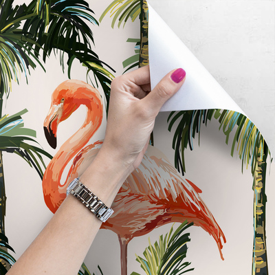 Fotobehang Exotische flamingo's in de tropen