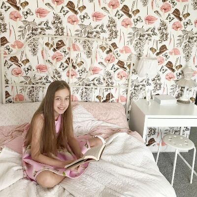 Fotobehang Lentebloemen en vlinders