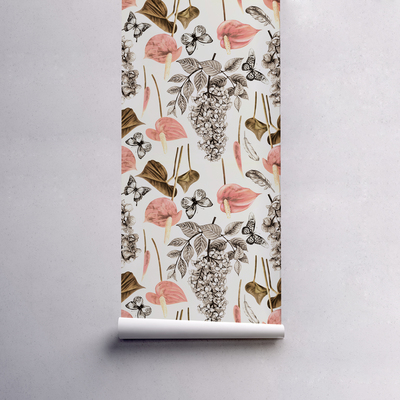 Fotobehang Lentebloemen en vlinders