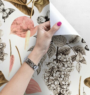 Fotobehang Lentebloemen en vlinders