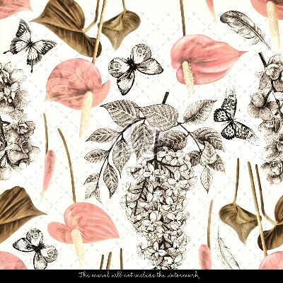 Fotobehang Lentebloemen en vlinders