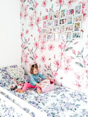 Fotobehang Delicate roze bloemen