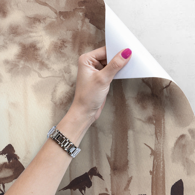 Fotobehang Bos achter de mist