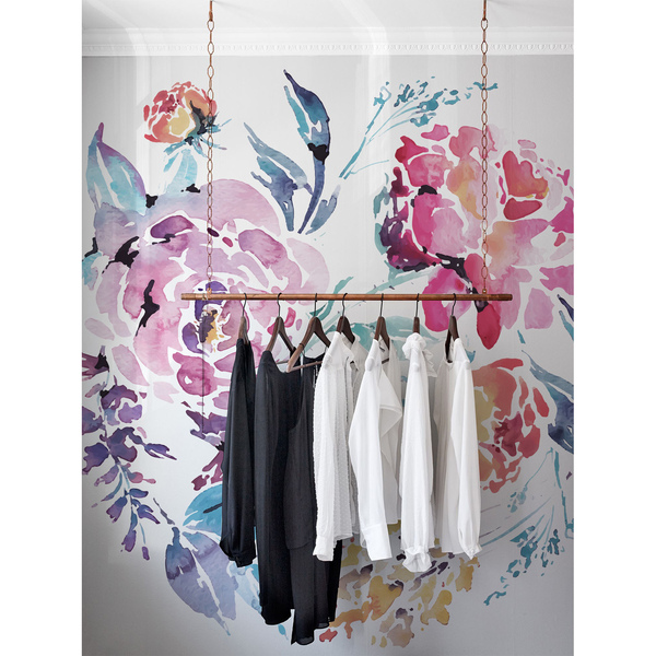 Fotobehang Rozen badend in waterverf