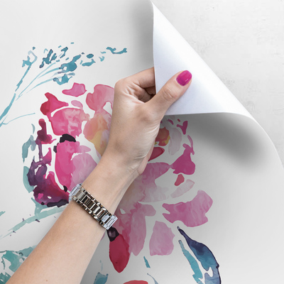 Fotobehang Rozen badend in waterverf