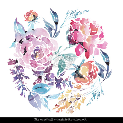 Fotobehang Rozen badend in waterverf