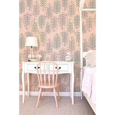 Fotobehang Geschetste pastelbladeren