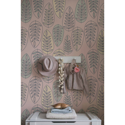 Fotobehang Geschetste pastelbladeren