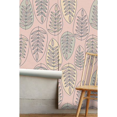 Fotobehang Geschetste pastelbladeren