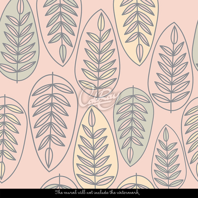 Fotobehang Geschetste pastelbladeren