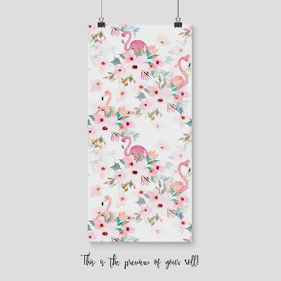 Fotobehang Flamingo's in subtiele bloemen