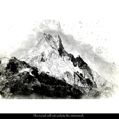 Fotobehang Zwarte en Sneeuwbergen