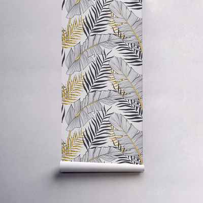 Fotobehang Tropische gouden bladeren