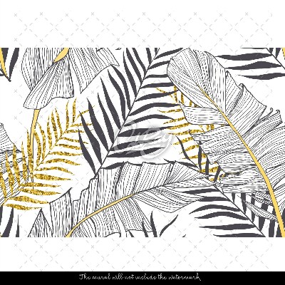 Fotobehang Tropische gouden bladeren