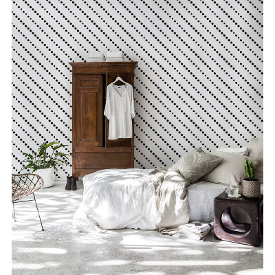 Fotobehang Zwarte diagonale stippen