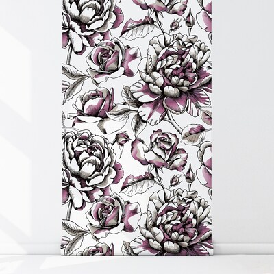 Fotobehang Sprookjesachtige paarse rozen