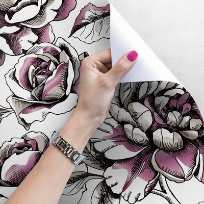 Fotobehang Sprookjesachtige paarse rozen