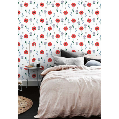 Fotobehang Vrolijke rode bloemen