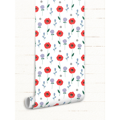 Fotobehang Vrolijke rode bloemen