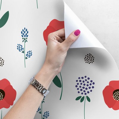 Fotobehang Vrolijke rode bloemen