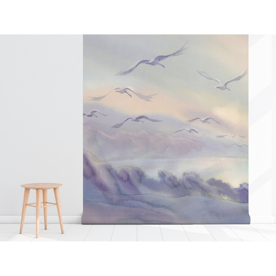 Fotobehang Fabędzia's vlucht bij het ochtendlicht