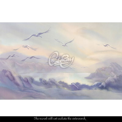 Fotobehang Fabędzia's vlucht bij het ochtendlicht