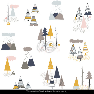 Fotobehang Geschilderde bomen