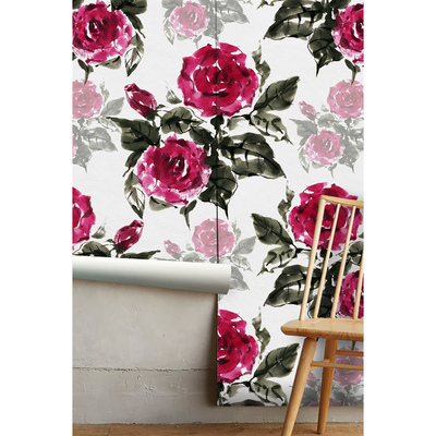 Fotobehang Inkt geschilderde rozen