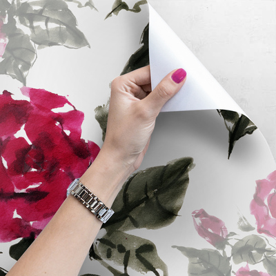 Fotobehang Inkt geschilderde rozen