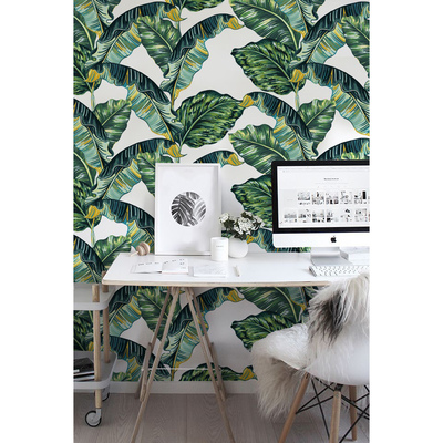 Fotobehang Aquarel bananenbladeren