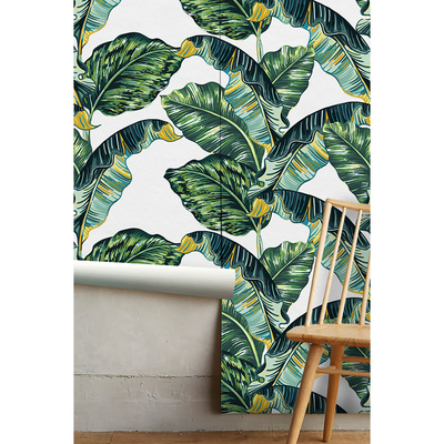 Fotobehang Aquarel bananenbladeren