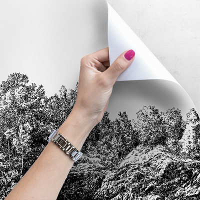 Fotobehang Handgeschilderd bos op een rots