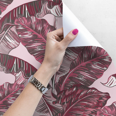 Fotobehang Prachtige roze palmbladeren