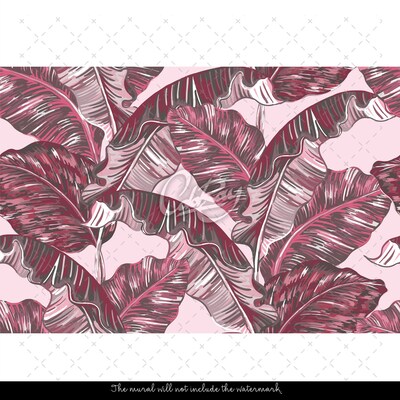 Fotobehang Prachtige roze palmbladeren