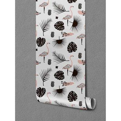 Fotobehang Flamingo tussen de wilde palmen