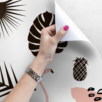 Fotobehang Flamingo tussen de wilde palmen