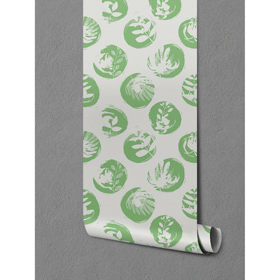 Fotobehang Bladeren in cirkels geschilderd