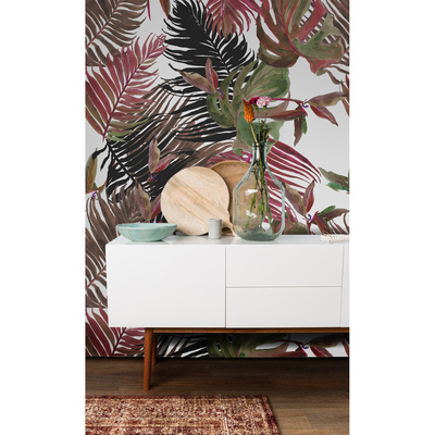 Fotobehang Kleurrijke Monstera-bladeren