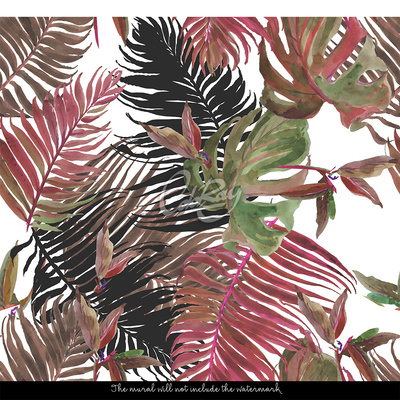 Fotobehang Kleurrijke Monstera-bladeren