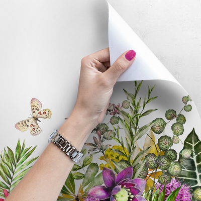 Fotobehang Exotische weide vol bloemen