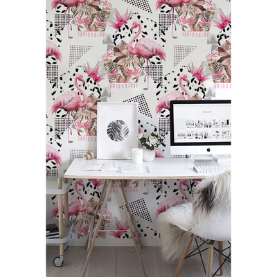 Fotobehang Abstracte flamingo's