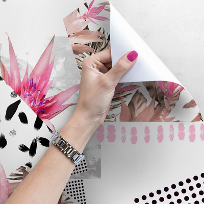 Fotobehang Abstracte flamingo's