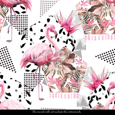 Fotobehang Abstracte flamingo's