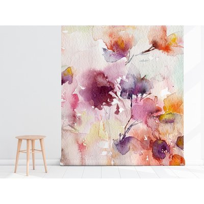 Fotobehang Een muurschildering vol bloemen