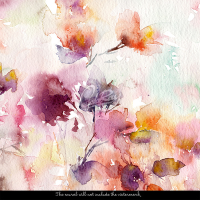 Fotobehang Een muurschildering vol bloemen