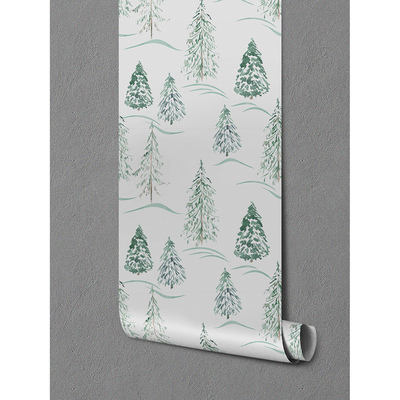 Fotobehang Kerstbomen in aquarel