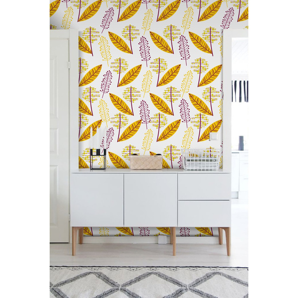 Fotobehang Scandinavische bladmotieven